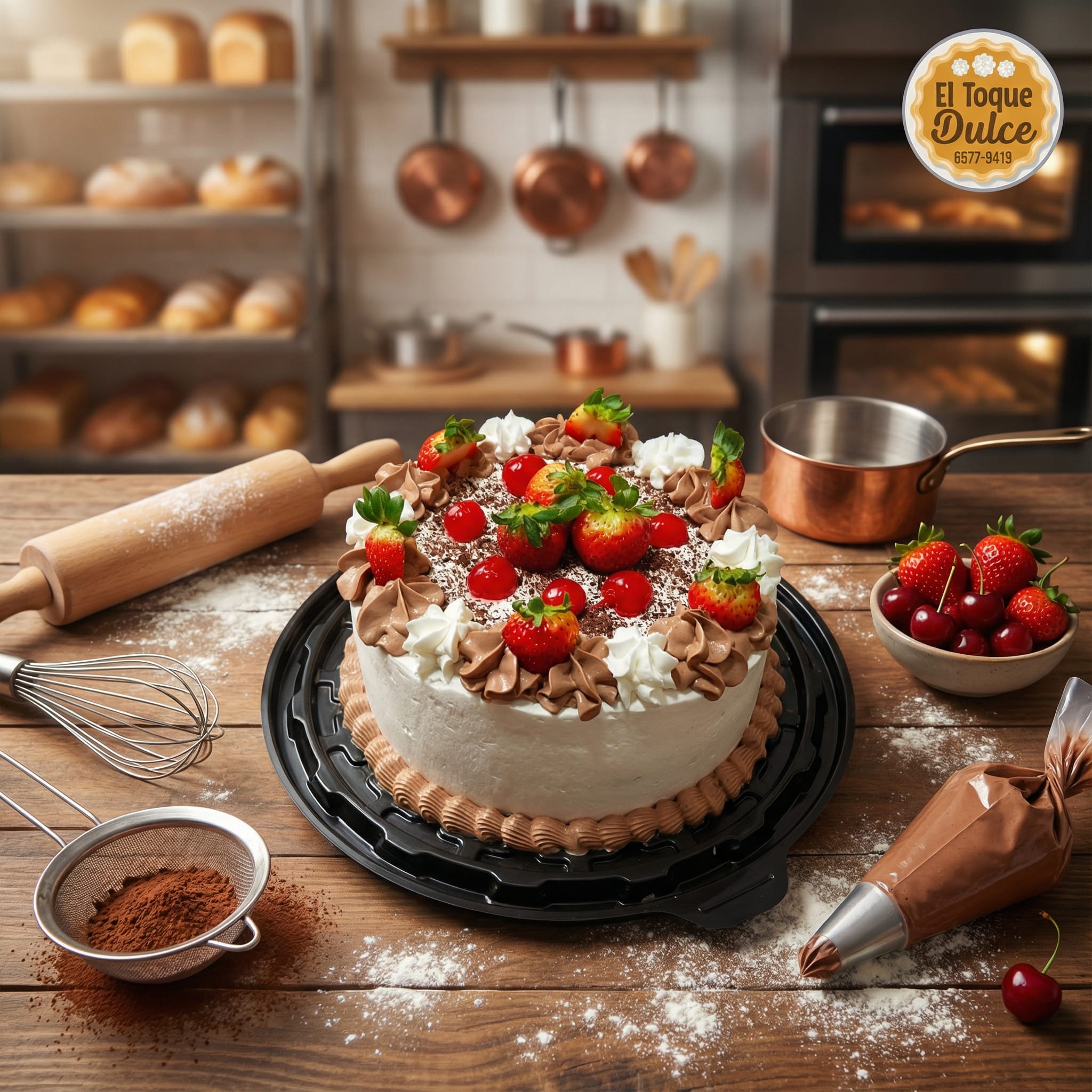 Selva Negra - Torta de chocolate con cerezas y crema batida.